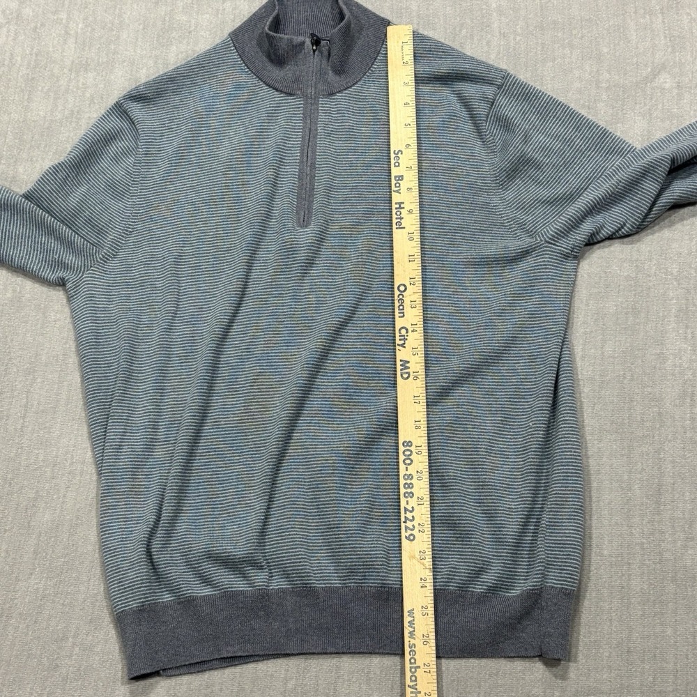 Vineyard Vines Cashmere Cotton Blend 1/4 Zip Sweater Mens Large Blue Striped - Picture 4 of 6